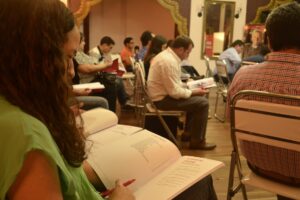 Setkání ukrajinských školáků, studentů a jejich rodičů s lektorem literatury Oleksandrem Matsulevičem